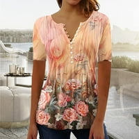 Košulje za gumbu za žene Dressy Plus veličine Ters Trendy cvjetni print V majice za rukave izlaze na