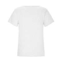 Joau Womens čipkasti vrhovi modni ispisani V izrez ljetne kratke rukave povremene majice na klirensu