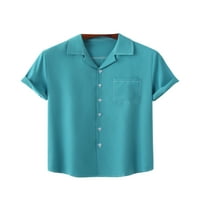 Zhizaihu bluze za žene plus veličine čvrste boje V izrez Modna majica Džepni kratki rukav labav ležerbina majica ljubičasta obojeni pamuk
