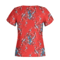 Blazyrey bluza za žene Ženske V-izrez čipke za patchwork vrhove kratkih rukava majica tiskana majica