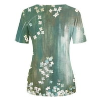 Aloohaidyvio Bluze za žensko čišćenje, ženska modna tiskana povremena majica s kratkim rukavima s V-izrezom