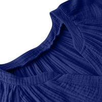 Ženski bluze Žene kratki rukav V-izrez V-izrez Radni džepni bluza u boji tamno plava m