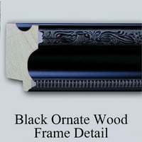 Grayscale Crni ukrašeni drveni drveni okvir sa dvostrukim matiranjem muzeja Art Print pod nazivom -
