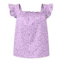 Lovskoo mini haljine za žene Ljeto Boho haljina cvjetna tiskana haljina bez rukava plaže plava