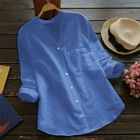 Ženska majica etničke tuničke vrhove gumb s kratkim rukavima Henley tops casual bagedy bluze