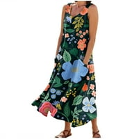 Voguele žene Maxi haljine cvjetni tisak dugih haljina suncokret ljeto plaža sandress party labava geometrija