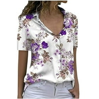 Capreze Women Rever izrez košulja Kartica Dugih rukava Plain Tops Office Business Casual bluza Dugme