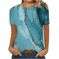 Ženski vrhovi okrugli izrez Ženske bluze Modni grafički otisci Ljetne majice kratkih rukava Tunika Tee