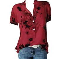 TUPHREGYOW ženski vrhovi zazor labav okrugli vrat Tunika Slauchy uredska radna bluza Cvjetni print Trendy