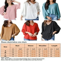 Vrhovi za žene kratki rukav ljetni modni casual čvrsta tiskana majica u boji Blok v izrez T majice Dame