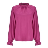 Ženske vrhove Pola zip sa čvrstim rukavima Ležerne prilike za žene Majice V-izrez Ljetne tuničke košulje
