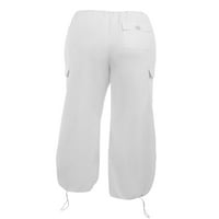 Wavsuf ženske hlače plus veličina tiskana sa džepovima Bež hlače veličine s