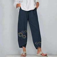 Absuyy labave ljetne hlače Žene sa džepovima Ležerne prilike Labavi usred struka modne pamučne duge