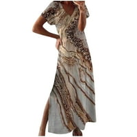 Ženska haljina Ležerna modna okrugla izrez Loparna etnička haljina, ljubičasta, xxxl