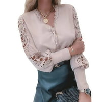 Gomelly Dame bluza Majica sa čvrstim bojama Elegantni vrhovi žene labave partijske košulje dugih rukava