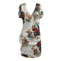 AMLBB Ženske ljetne haljine od tiskane haljine bez rukava u vratu sandress casual cvjetno ljuljačke