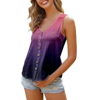 Žene Ljeto V izrez T majice Ležerne prilike kratkih rukava Gradijent boje labavi fit košulje Trendy