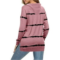 LUMENTO DAMIES majica dugih rukava tunika bluza V Vrući izrez za žene mekane kratke ležerne majice u boji ružičaste L