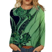Bazyrey Womens Ljetni vrhovi cvjetni ispisani bluza ženka V vrat casual džepne rukavice majice majice