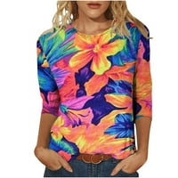 Apepal Womens vrhovi ženskih ležernih tiskanih košulje s kratkim rukavima V-izrez, pulover labavo bluza