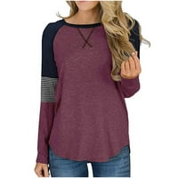 Ljetni vrhovi za žene rukav pulover V-izrez nepravilnog kratkih rukava Stripe majica crne s