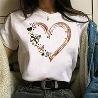 Kratka modna modna majica za valentinovo o-vrat na vrh