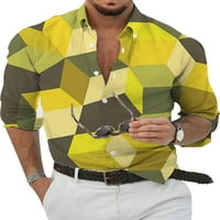 Prednjeg swalk mens regularni fit v rect t majice 3D print casual majica Men Gumb Radni pulover tamno