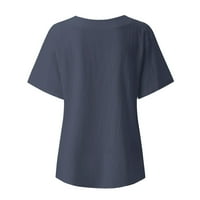 Ženske košulje Ženska modna casual labav ispis kratki rukav V-izrez patentni zatvarač s gornjeg ramena