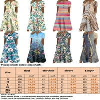 Ženski trendovi za čišćenje ženskih ljetni ležerni haljina za ispis V-izrez kratki rukav labav haljina
