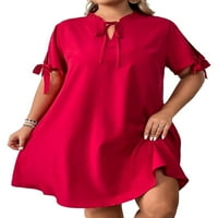Jesenske haljine za žene Ženske ljetne špagete haljina plus veličina casual obična boja čipkasti patchwork V izrez bez rukava Maxi Case haljine