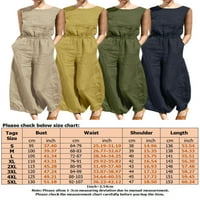 Dyegold Women Capri hlače Pamučna posteljina povremena elastična šargla šarga šarga šarke hlače hlače